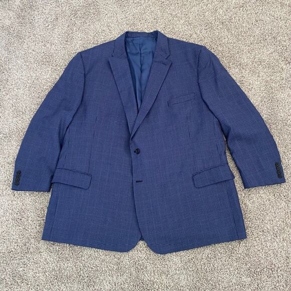 Joseph A. Bank Signature Collection Men's 58 R Blue Check Suit Jacket 100% Wool - Picture 16 of 16